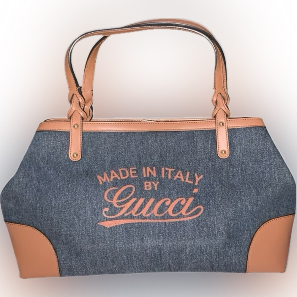 Gucci Denim and Tan Tote Bag